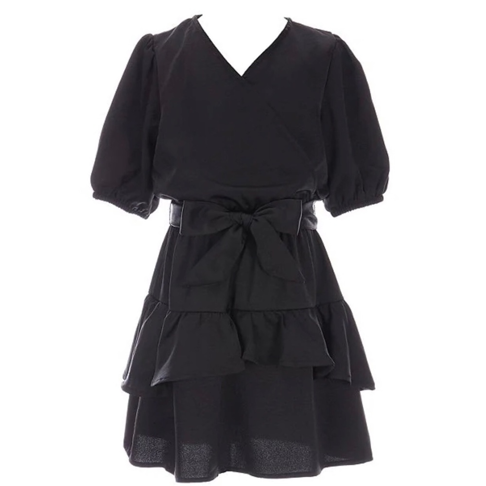 Black faux wrap around dress